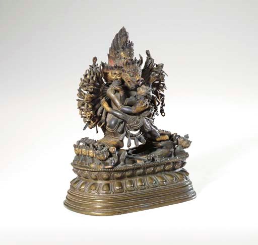 A Bronze Figural Group of Vajrabhairava and his Consort