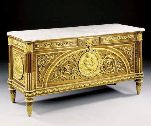 A French ormolu-mounted mahogany commode à vantaux