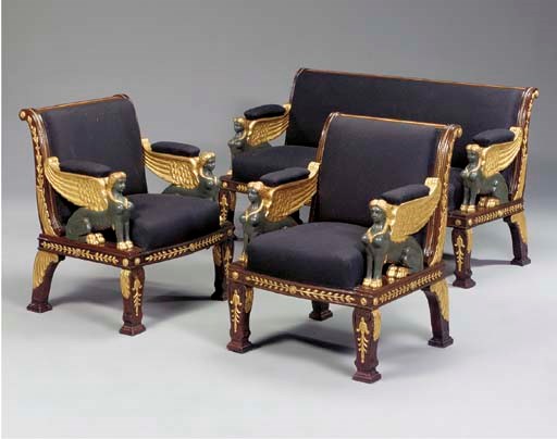 A French parcel-gilt and green painted mahogany salon suite