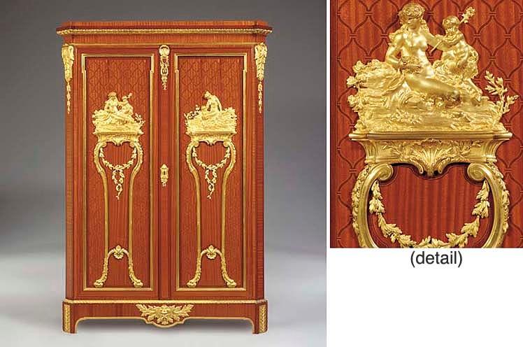 A Napoleon III ormolu-mounted mahogany and parquetry armoire