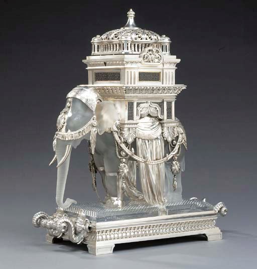 AN IMPORTANT SILVER PLATE, ETCHED- AND CUT-GLASS TANTULUS