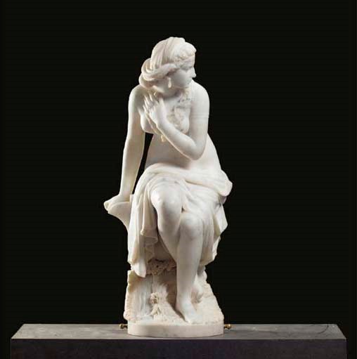 An Italian white marble figure of Suzanna after the bath