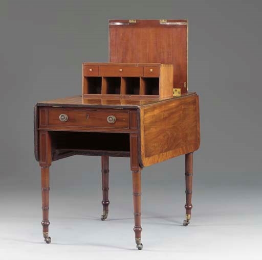 A REGENCY BRASS-INLAID MAHOGANY METAMORPHIC PEMBROKE/WRITING-TABLE,