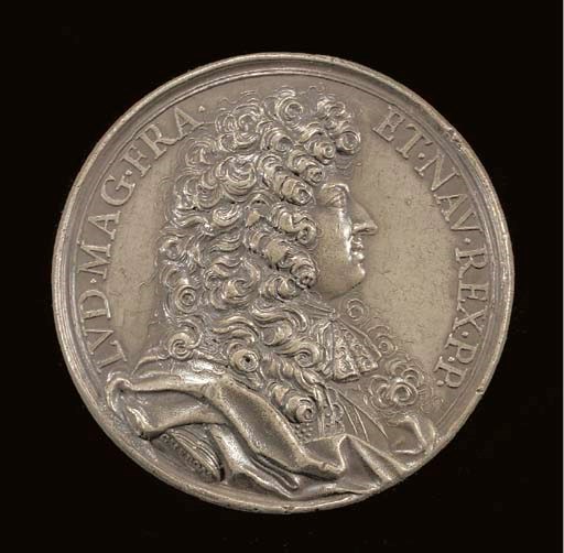 MEDAILLE UNIFACE EN PLOMB REPRESENTANT LE ROI LOUIS XIV