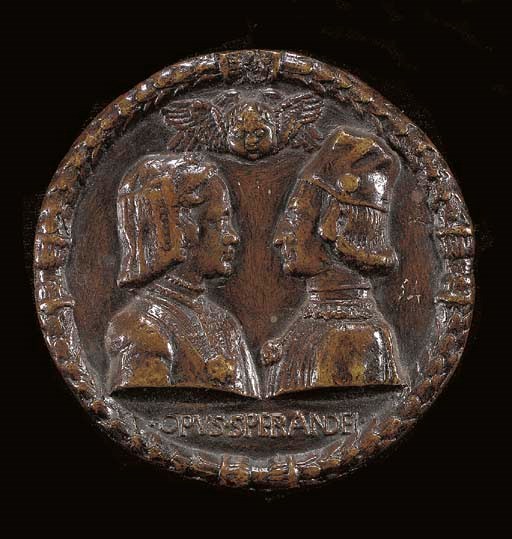 MEDAILLON UNIFACE EN BRONZE REPRESENTANT LE DUC ET LA DUCHESSE DE FERRARE
