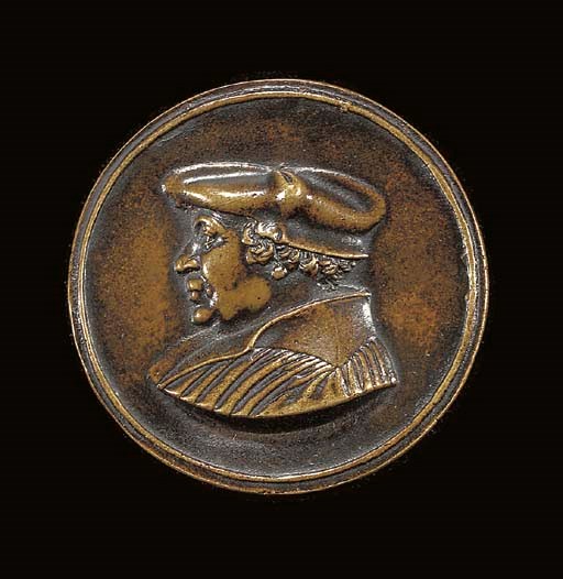 MEDAILLE UNIFACE EN BRONZE REPRESENTANT UN PORTRAIT D'HOMME