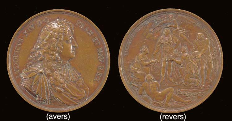 MEDAILLE EN BRONZE REPRESENTANT LE ROI LOUIS XIV