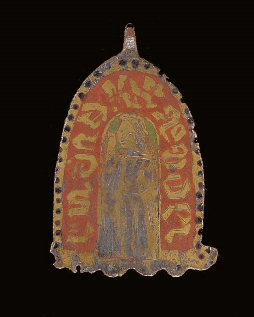 PENDENTIF EMAILLE ET BRONZE DORE