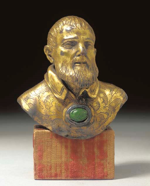 BUSTE EN BRONZE DORE REPRESENTANT SAINT PHILIPPE NERI