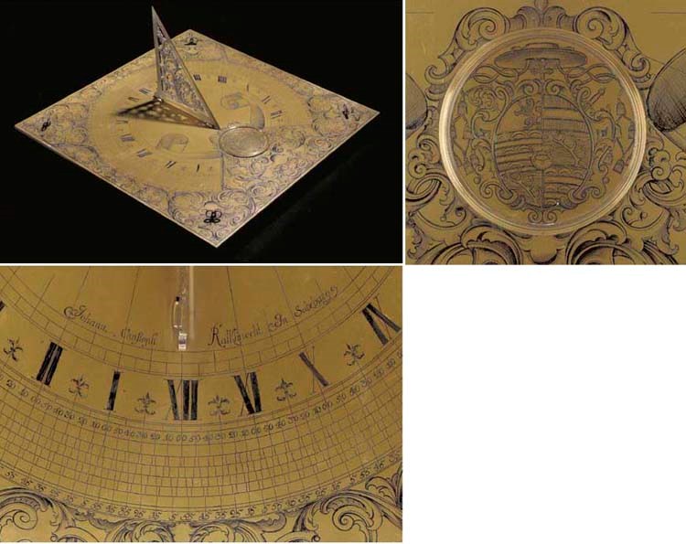 CADRAN SOLAIRE HORIZONTAL EN CUIVRE DU XVIIeme SIECLE