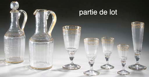 PARTIE COMPOSITE DE SERVICE DE VERRES DE LA FIN DU XIXEME-DEBUT DU XXEME SIECLE