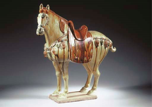 A large sancai-glazed pottery figure of a caparisoned horse