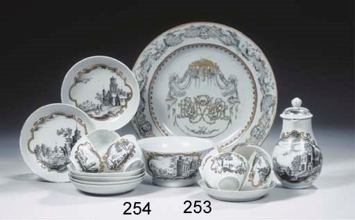 An encre-de-Chine 'marriage' plate