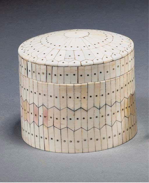 An Indian ivory veneered wood box and cover, Rajasthan, probably 19th Century