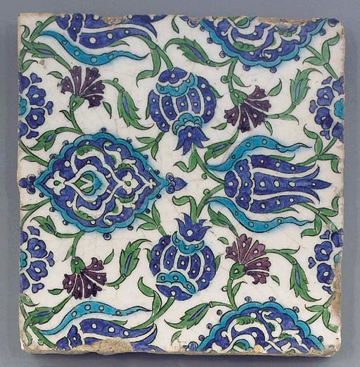 A Damascus square tile, 17th century