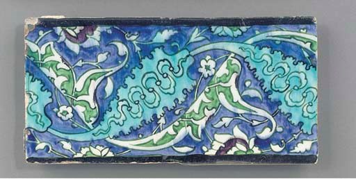 A Damascus border tile, 19th century