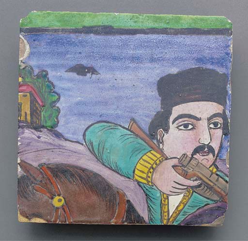 A large Qajar tiled panel, 19th century