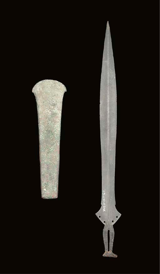 A CENTRAL EUROPEAN COPPER AXE-ADZE