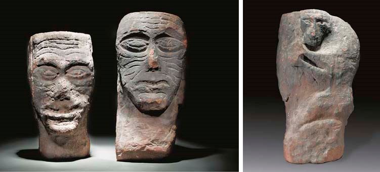 TWO CELTIC SANDSTONE 'ALTARS'