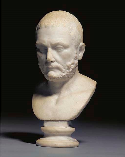 A ROMAN MARBLE BEARDED MALE PORTRAIT HEAD