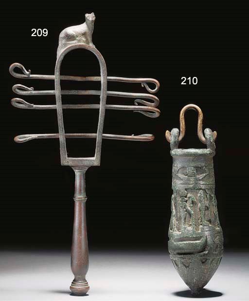 AN EGYPTIAN BRONZE SITULA