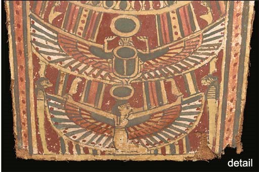 THREE EGYPTIAN GESSO-PAINTED CARTONNAGE FRAGMENTS