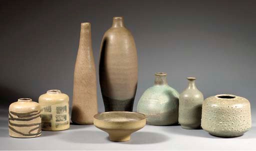 Eight stoneware objects