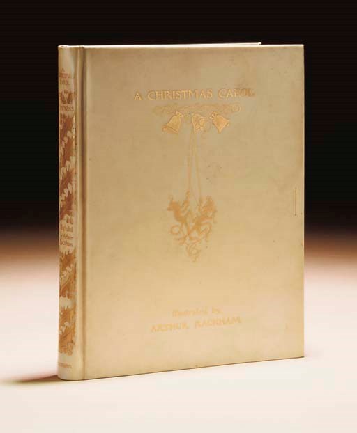 RACKHAM, Arthur (1867-1937, illustrator) & Charles DICKENS (1812-70). A Christmas Carol, London: William Heinemann, [1915]. 4° (290 x 230mm). Half title, coloured frontispiece and 11 plates by Arthur Rackham mounted on brown paper, illustrations, some full-page. (Very lightly spotted throughout, mainly at margins.) Original pictorial vellum gilt (lacks ties). NUMBER 524 OF 525 COPIES SIGNED BY THE ARTIST. Latimore & Haskell p.44; Riall p.124.