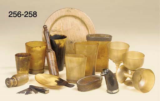 A collection of horn vessels