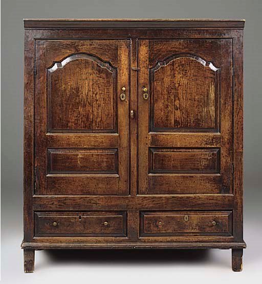 A Welsh oak press cupboard