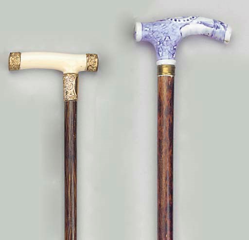 An ivory and gilt-metal mounted walking stick