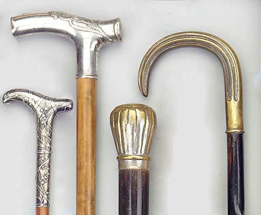 A continental silver mounted bamboo cane