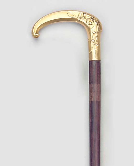 A continental gilt-metal mounted walking stick