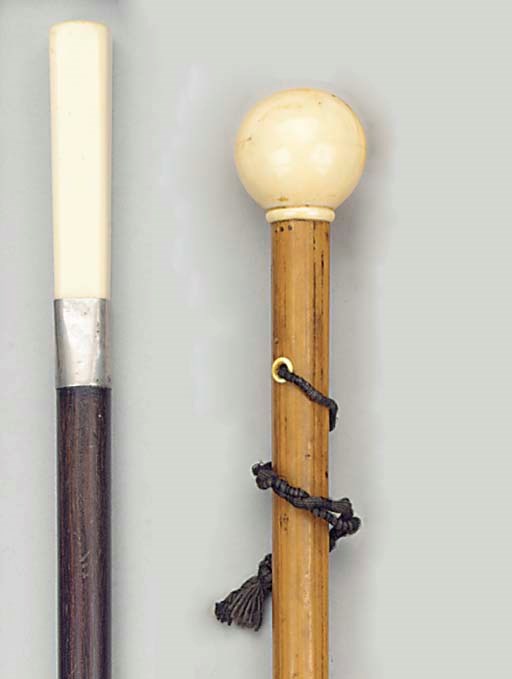 A French ivory mounted malacca cane