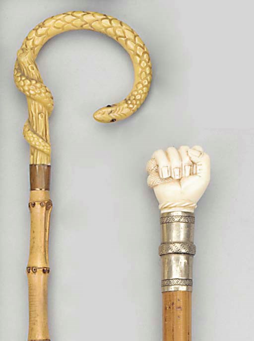 An ivory mounted cane