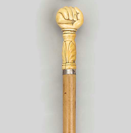 An ivory mounted beech cane
