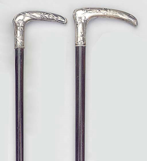 A continental silver mounted walking stick