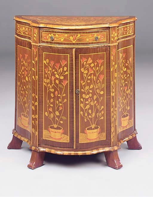 A MAHOGANY AND MARQUETRY CABINET