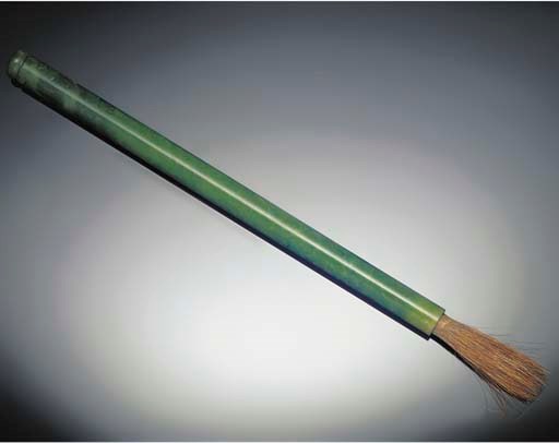 A spinach jade brush, 19th century
