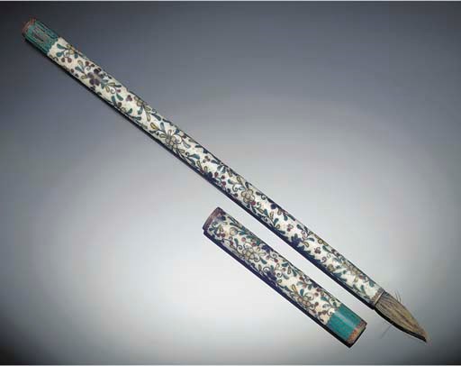 A cloisonne brush and cover, 19th century