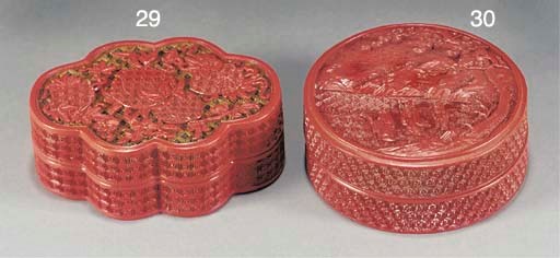A cinnabar lacquer circular box and cover, 18th Century