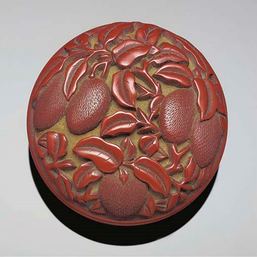 A small cinnabar lacquer circular box and cover, 18th century
