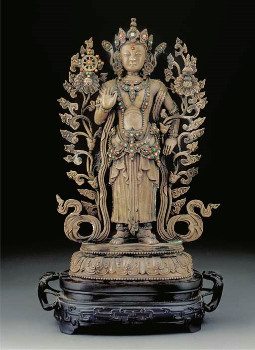 A Mongolian white metal model of a Bodhisattva, 20th Century