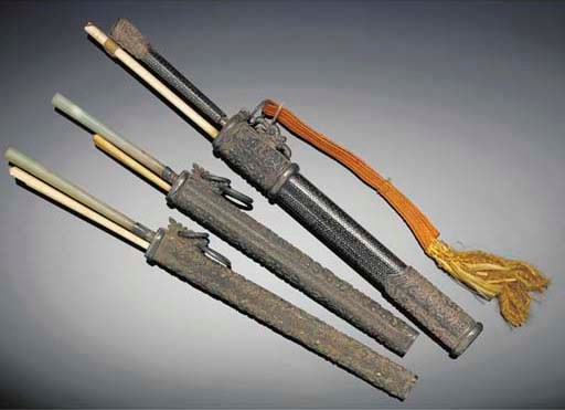 A group of three eating sets,th Century