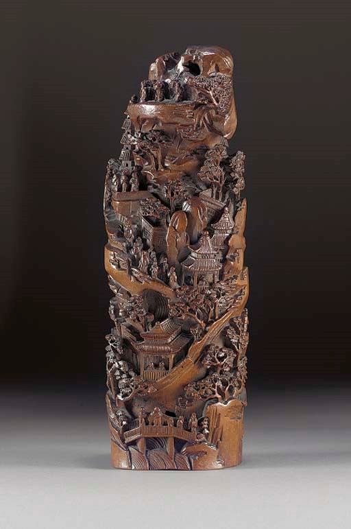 A lacquered bamboo mountain group, 19th Century