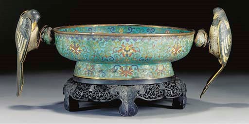 A cloisonne basin, 17th/18th century