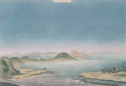 A coloured topographical engraving, 19th century