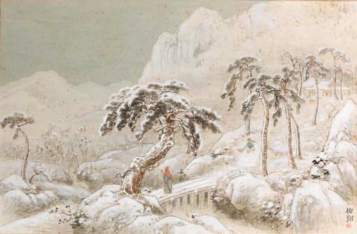 A set of four landscape watercolours on paper, 20th century