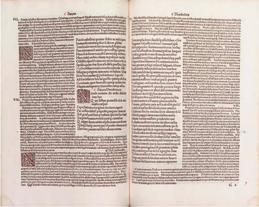 JUVENALIS, Decimus Junius (60-140). Satyrae. Commentary by Domitius Calderinus and Georgius Valla. [Venice]: Bonetus Locatellus, 8 March 1492.