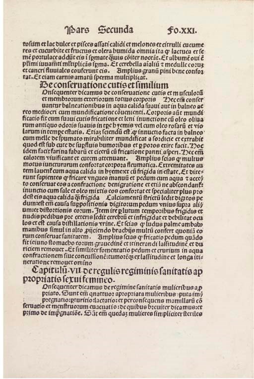 MAGNINUS MEDIOLANENSIS (d.1368). Regimen sanitatis. Basel: Nicolaus Kesler, [not before 8 November 1493].